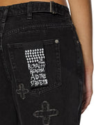 Womens Low Rider Noir Kraftwerk Baggy Denim Jeans - Black