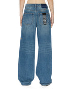 WOMENS LOW RIDER TEXAS BLUE STUDDED DENIM JEANS