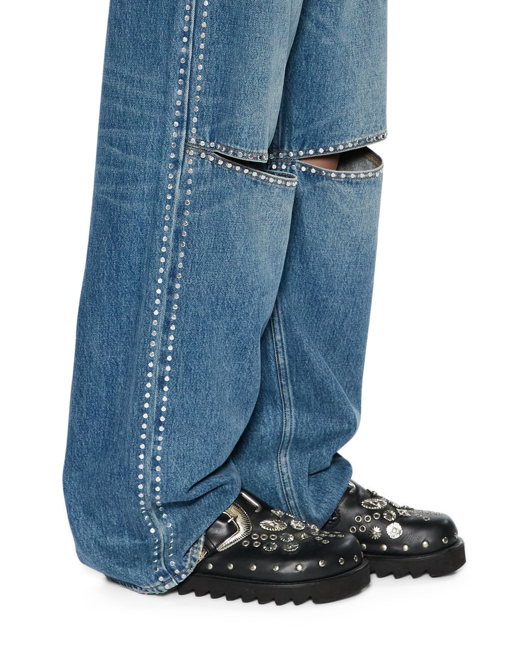 WOMENS LOW RIDER TEXAS BLUE STUDDED DENIM JEANS