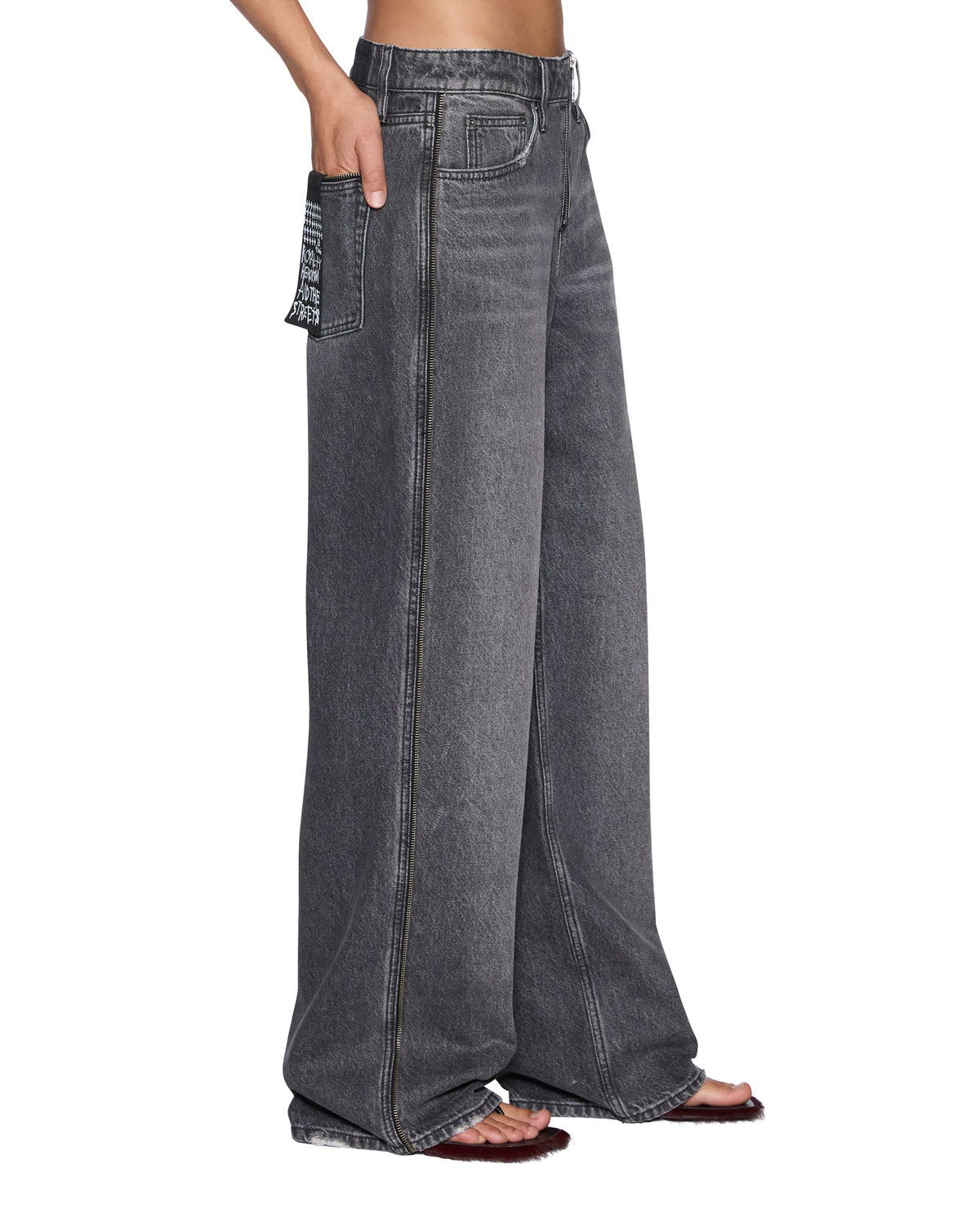 Womens Low Rider Glitch Grey Relaxed Denim Jeans - Grey