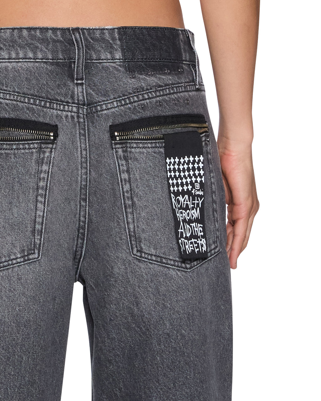 Womens Low Rider Glitch Grey Relaxed Denim Jeans - Grey