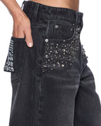 Womens Low Rider Opium Krystal Relaxed Denim Jeans - Black