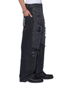 MENS MAXX ASHER BLACK TRASHED DENIM JEANS