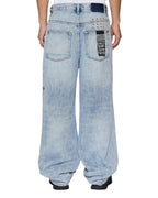 Mens Maxx Bunker Blue Trashed Baggy Denim Jeans - Denim