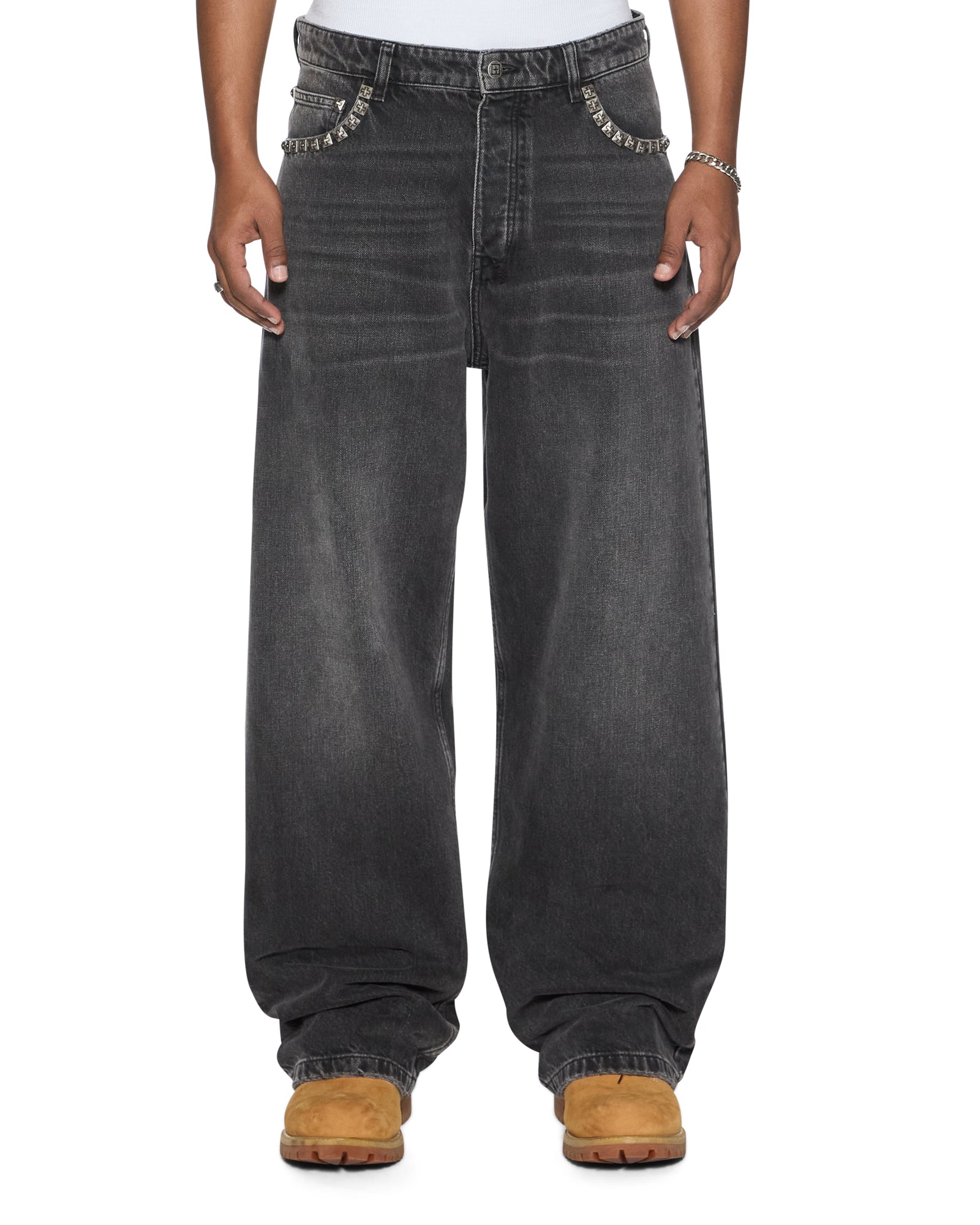 Mens Maxx Onyx Stud Relaxed Denim Jeans | Ksubi ++