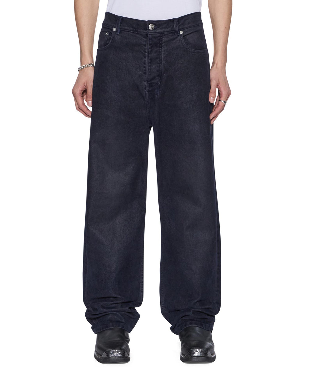 Mens Maxx Petrified Flock Relaxed Denim Jeans - Navy
