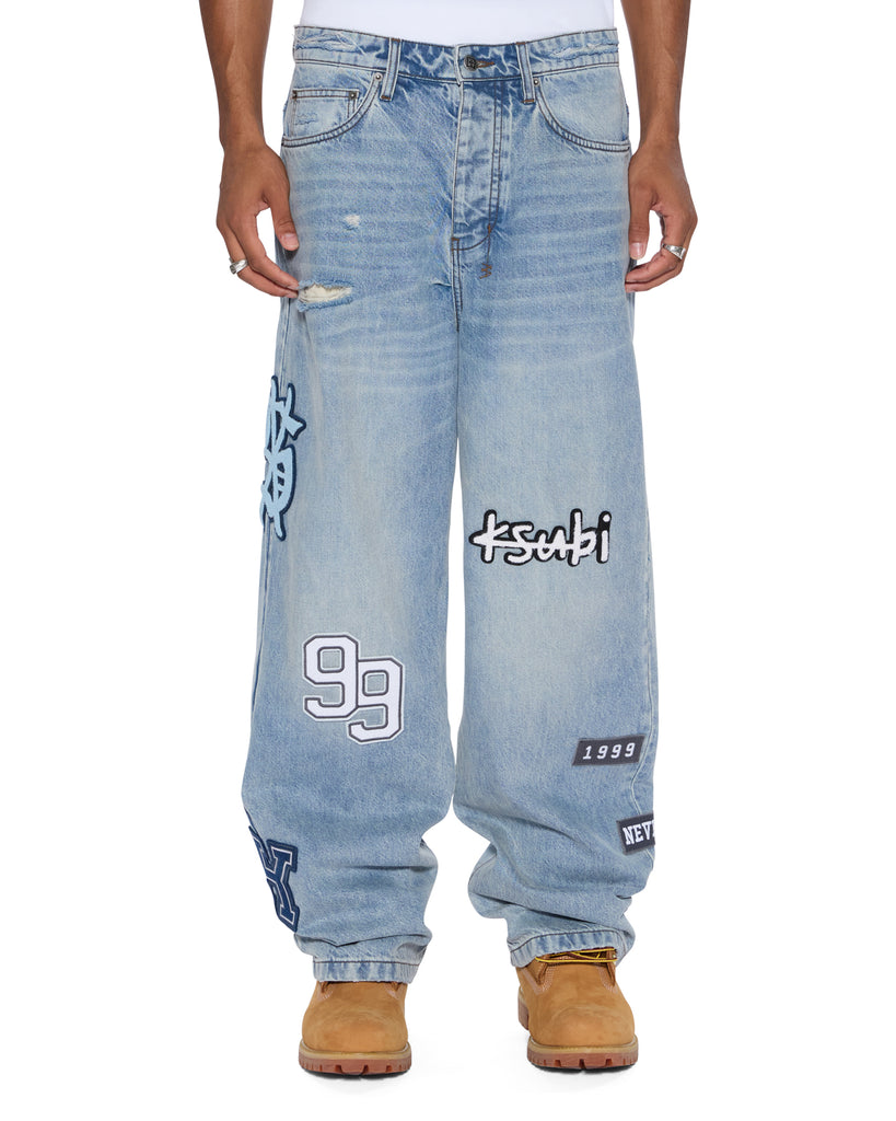 Mens Maxx Striker Patched Baggy Denim Jeans | Ksubi ++