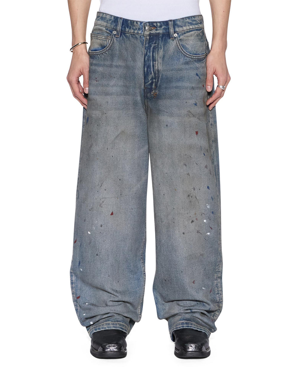 Mens Maxx Workshop Painted Relaxed Denim Jeans - Denim