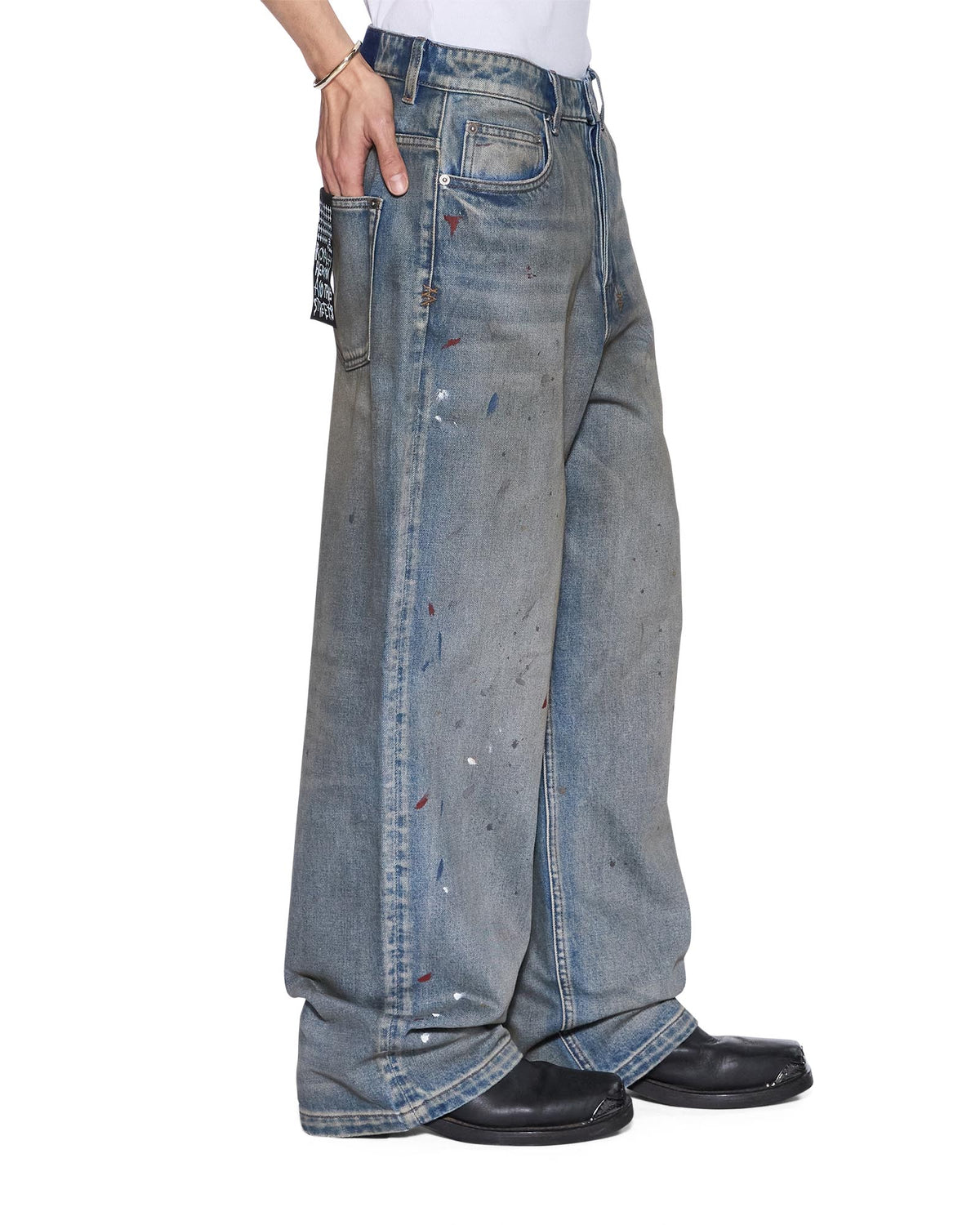 Mens Maxx Workshop Painted Relaxed Denim Jeans - Denim
