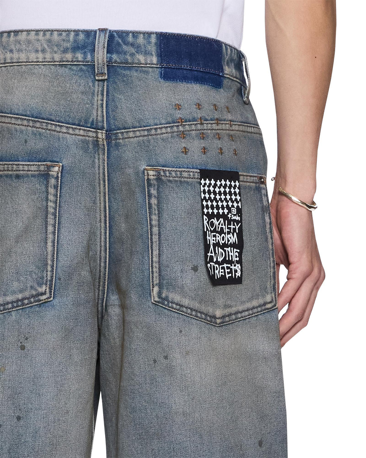 Mens Maxx Workshop Painted Relaxed Denim Jeans - Denim