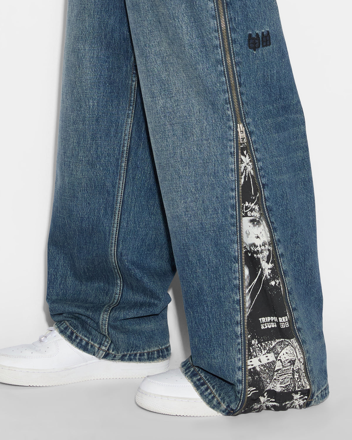 Mens Maxx Zip Trip Baggy Denim Jeans - Denim