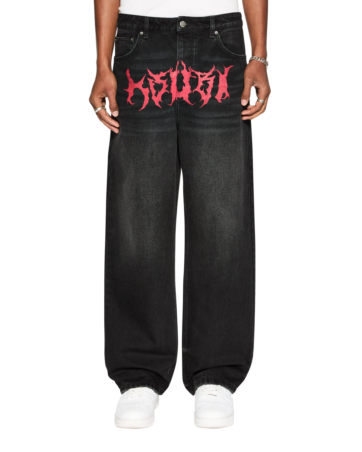 Mens Maxx Sabbath Black Baggy Denim Jeans - Black