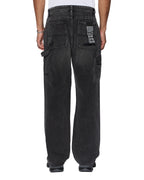 Mens Operator Pant Torqued Black Relaxed Denim Jeans - Black