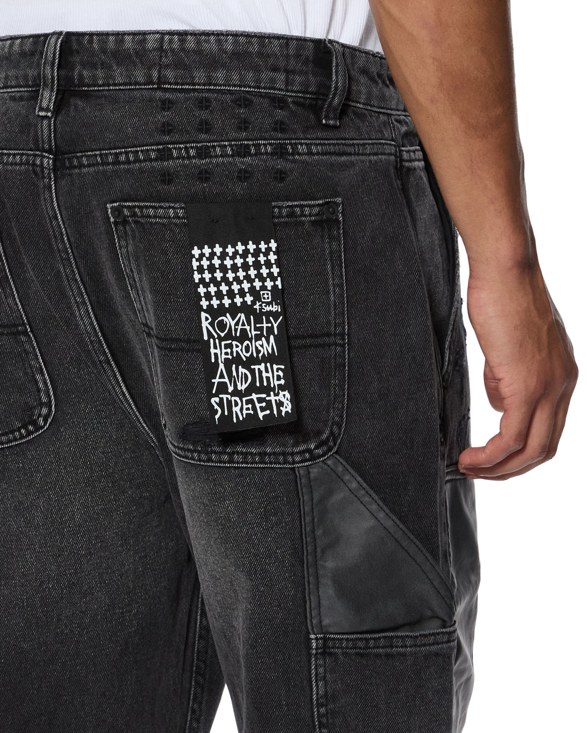 Mens Operator Pant Torqued Black Relaxed Denim Jeans - Black