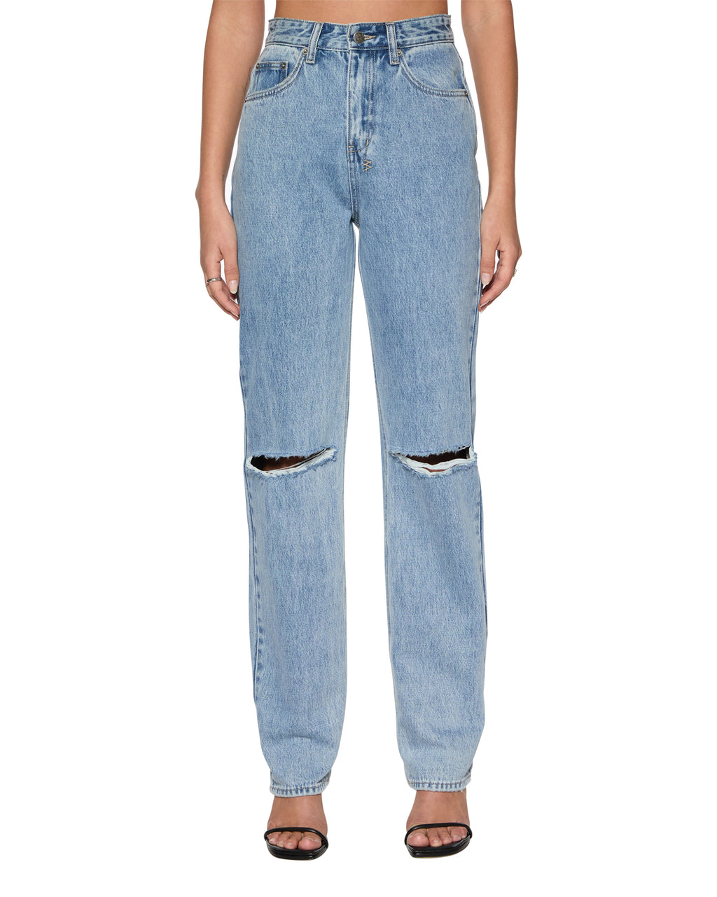 Womens Playback Authentik Trashed Straight Denim Jeans - Denim