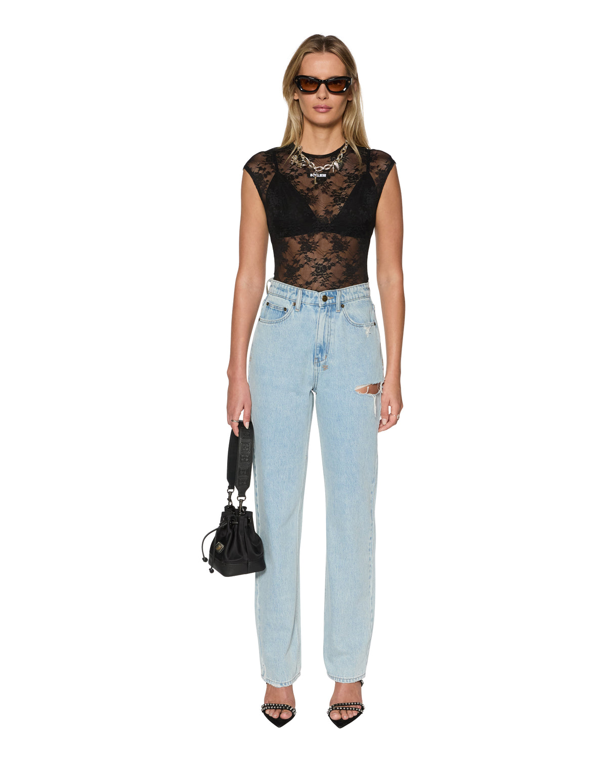 Womens Playback Rollin Kut Out Straight Denim Jeans - Denim