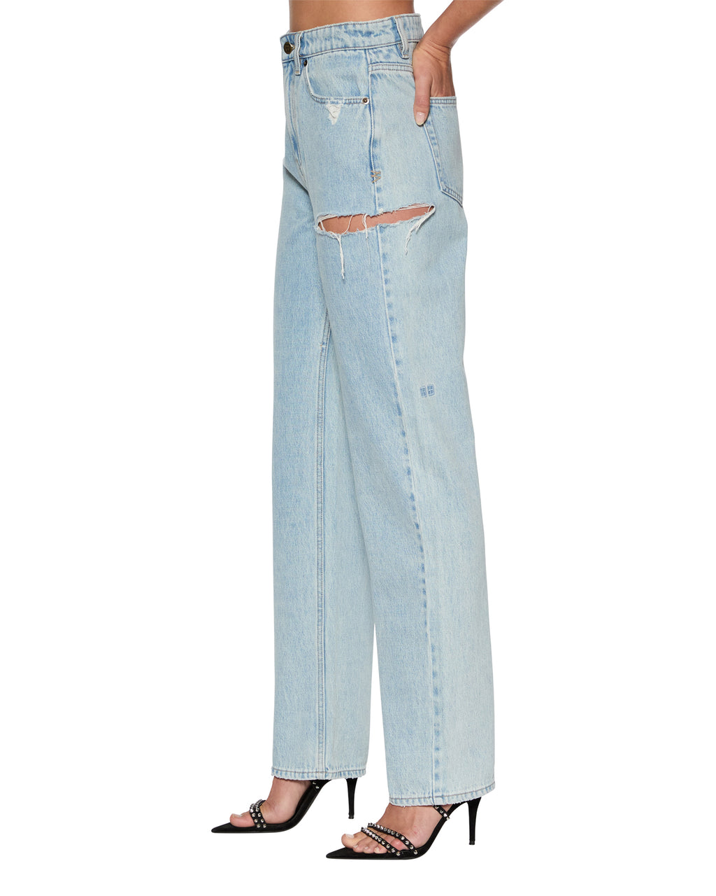 Womens Playback Rollin Kut Out Straight Denim Jeans - Denim