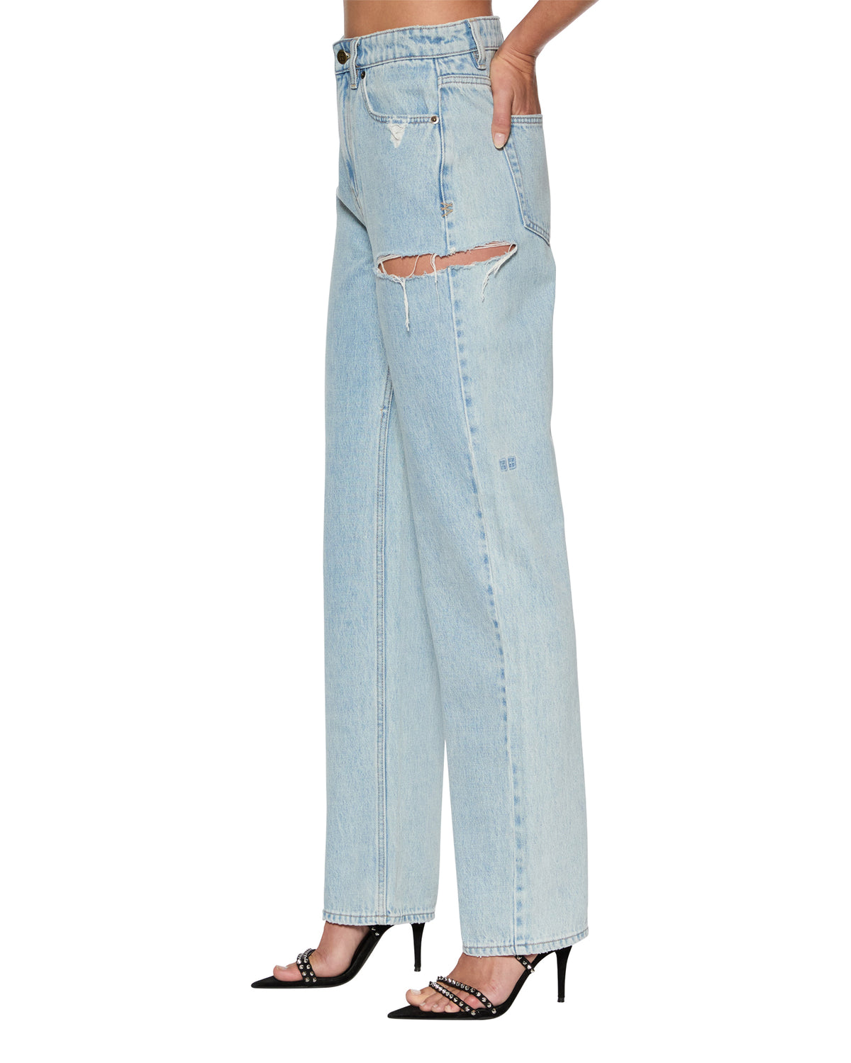 Womens Playback Rollin Kut Out Straight Denim Jeans - Denim