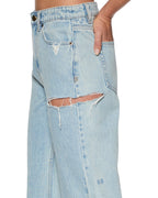 Womens Playback Rollin Kut Out Straight Denim Jeans - Denim
