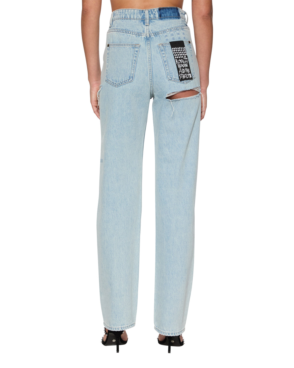 Womens Playback Rollin Kut Out Straight Denim Jeans - Denim