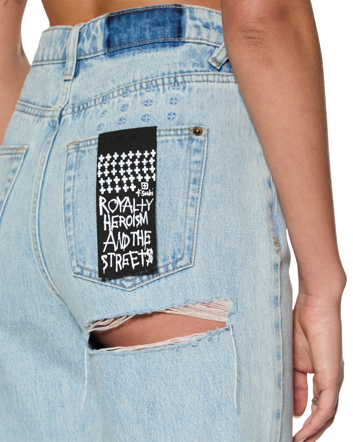 Womens Playback Rollin Kut Out Straight Denim Jeans - Denim