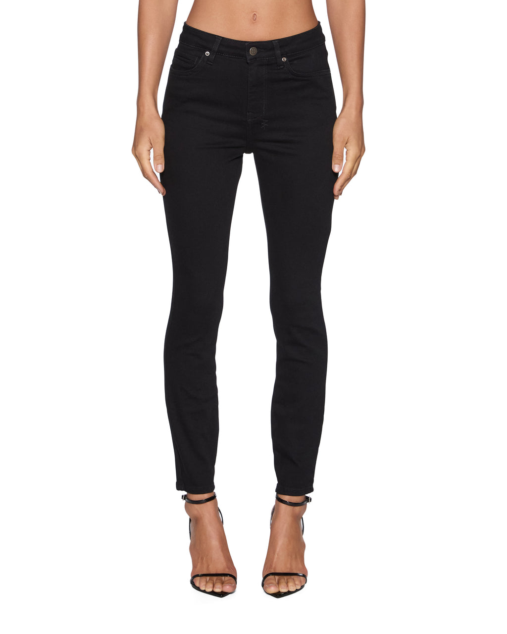 WOMENS SPRAY ON JET BLACK DENIM JEANS