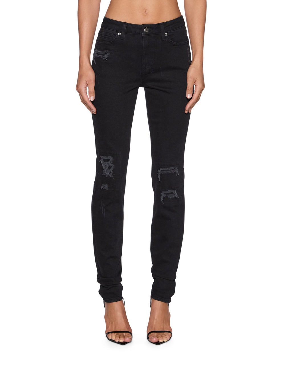 Womens Spray On Xtra Boneyard Black Skinny Denim Jeans - Black
