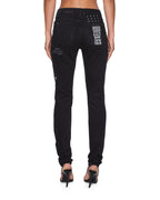 Womens Spray On Xtra Boneyard Black Skinny Denim Jeans - Black