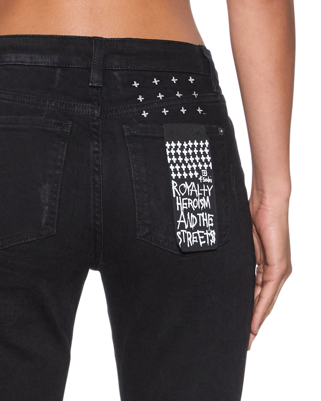 Womens Spray On Xtra Boneyard Black Skinny Denim Jeans - Black