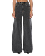 Womens Strider Cinder Wide Denim Jeans - Black