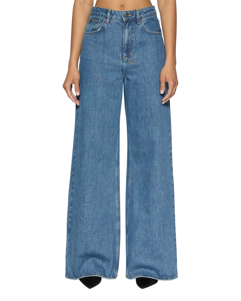 Womens Strider Heritage Wide Denim Jeans - Denim