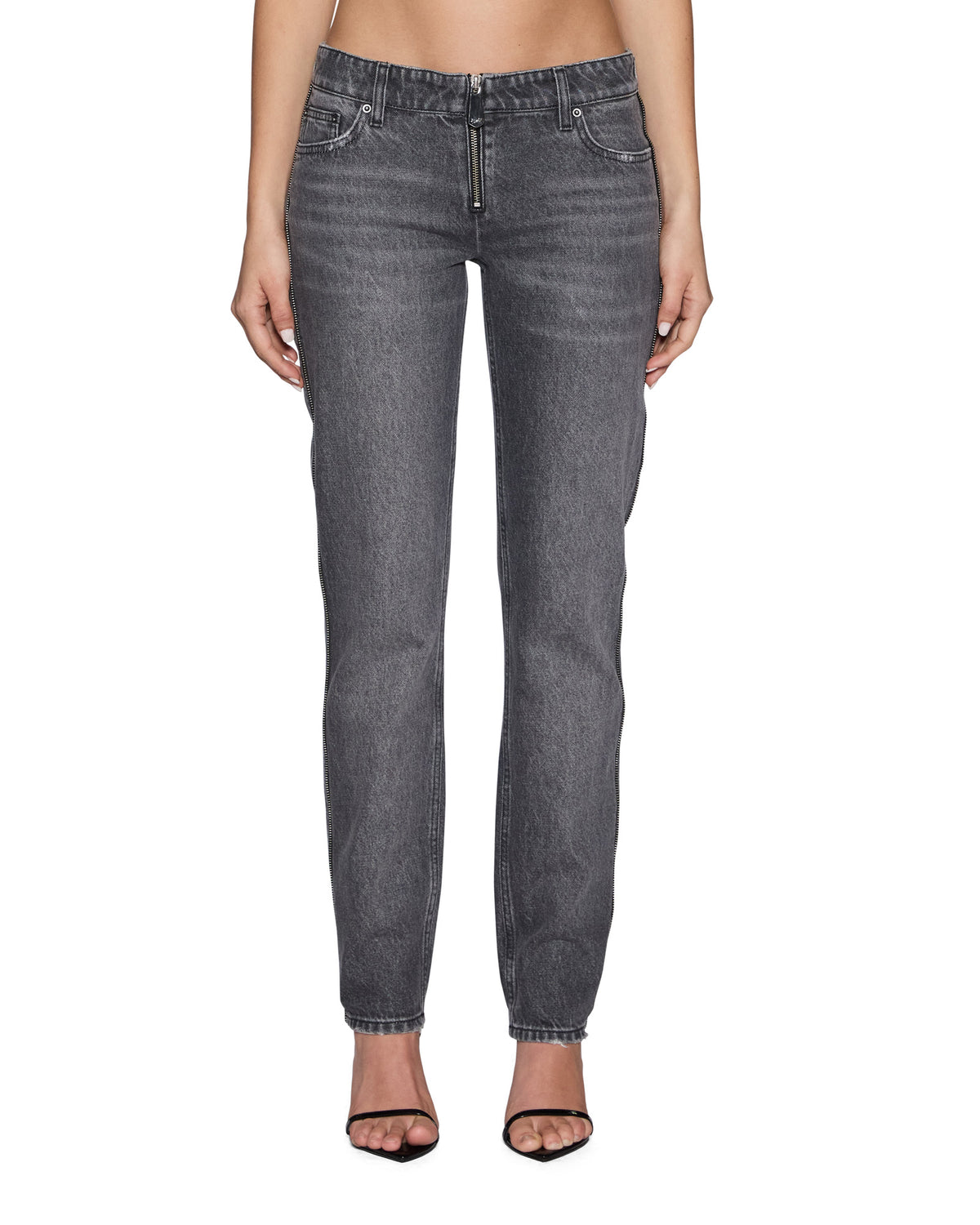 Womens The Moss Jean Glitch Grey Skinny Denim Jeans - Grey