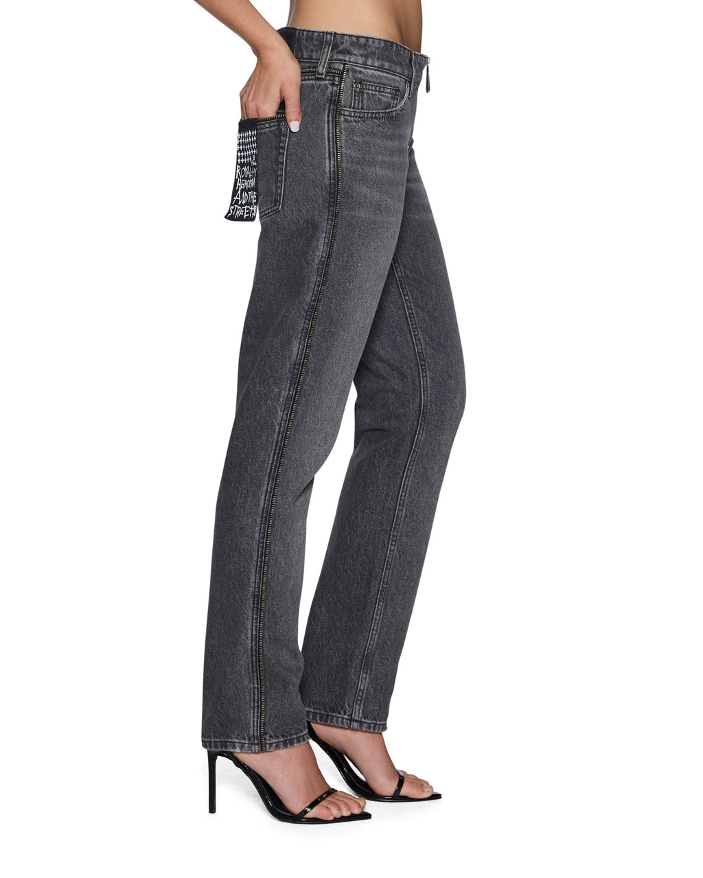 Womens The Moss Jean Glitch Grey Skinny Denim Jeans - Grey