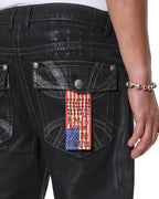 MENS KSUBI X ALICE HOLLYWOOD TORO BLACK WAX DENIM JEANS