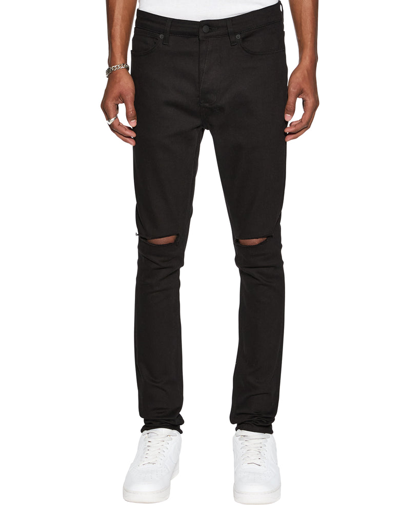 Slim Fit Black Knee Cut Jeans SLIM FIT JEANS BLACK DESTROYED KNEE