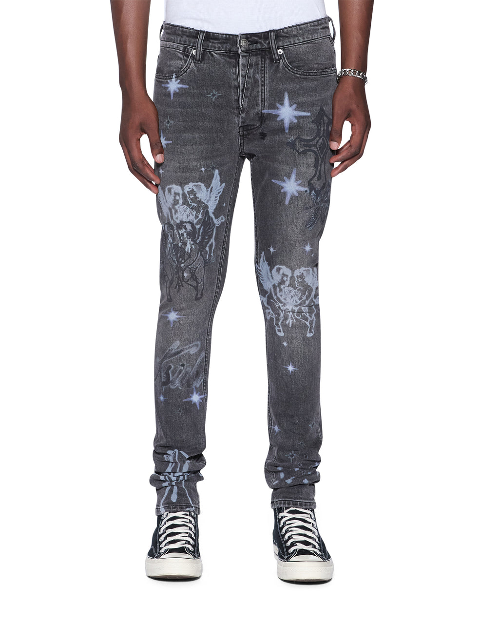 Mens Van Winkle Axl Cherub Skinny Denim Jeans - Grey