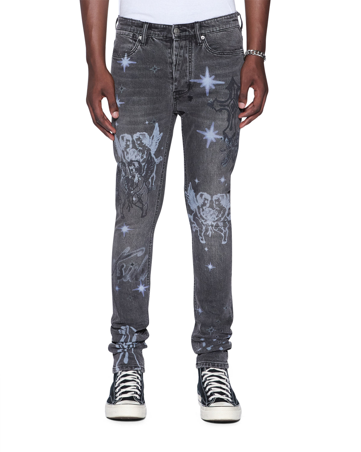 Mens Van Winkle Axl Cherub Skinny Denim Jeans - Grey