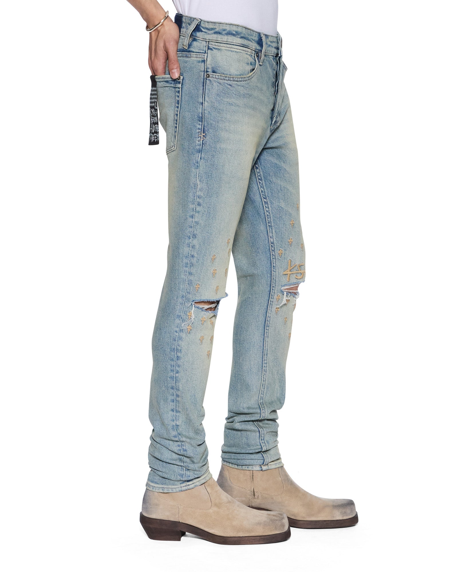 Mens Van Winkle Astral Grid Skinny Denim Jeans | Ksubi ++