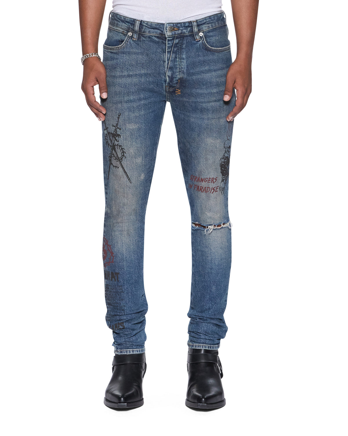 Mens Van Winkle Billy Blue Skool Skinny Denim Jeans - Denim
