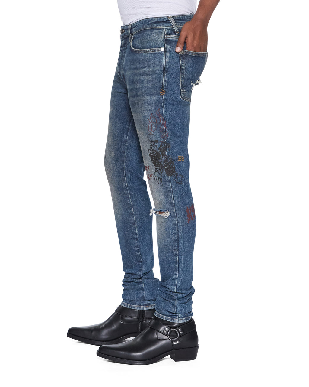Mens Van Winkle Billy Blue Skool Skinny Denim Jeans - Denim