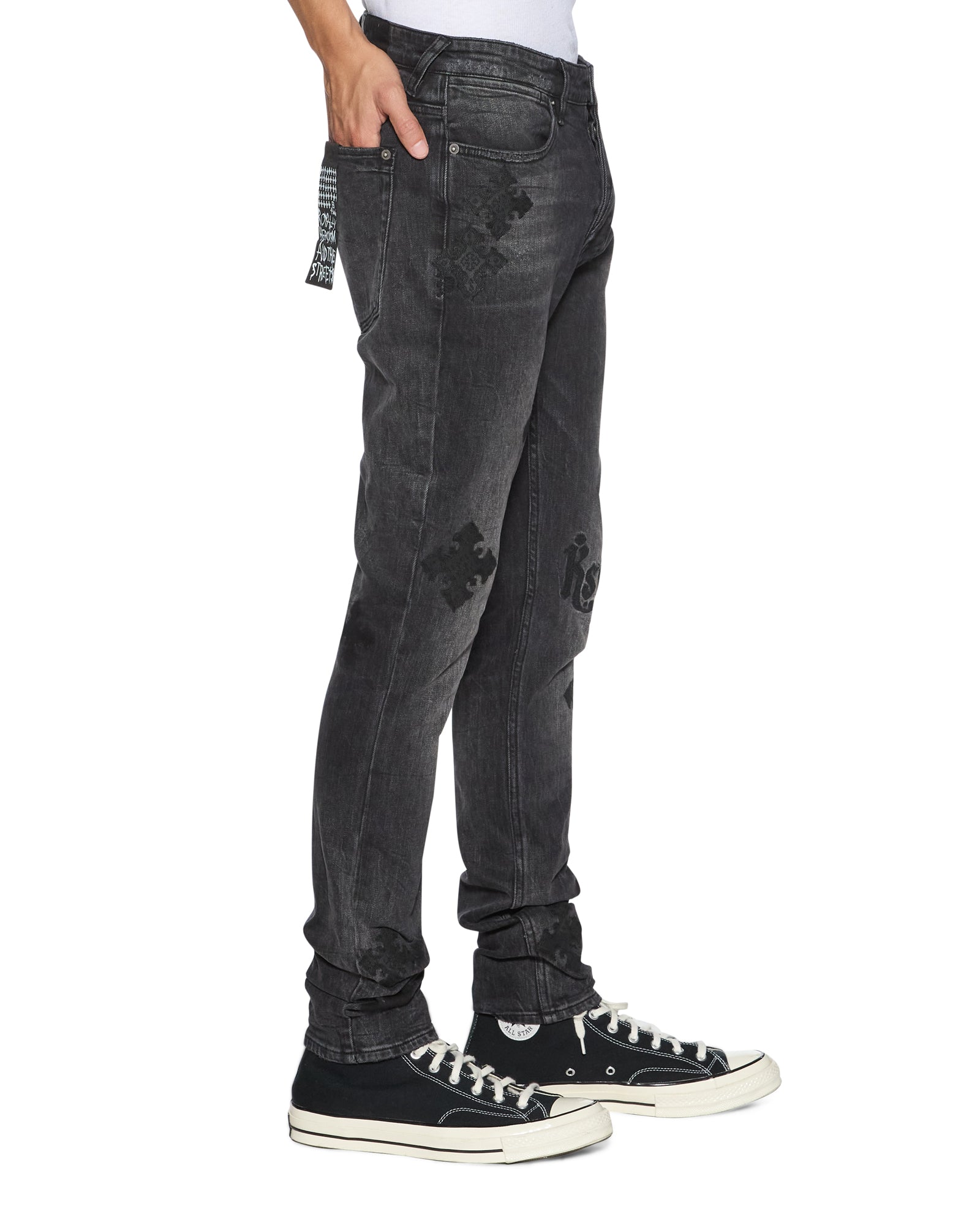 Mens Van Winkle Blakk Metal Paise Skinny Denim Jeans | Ksubi ++