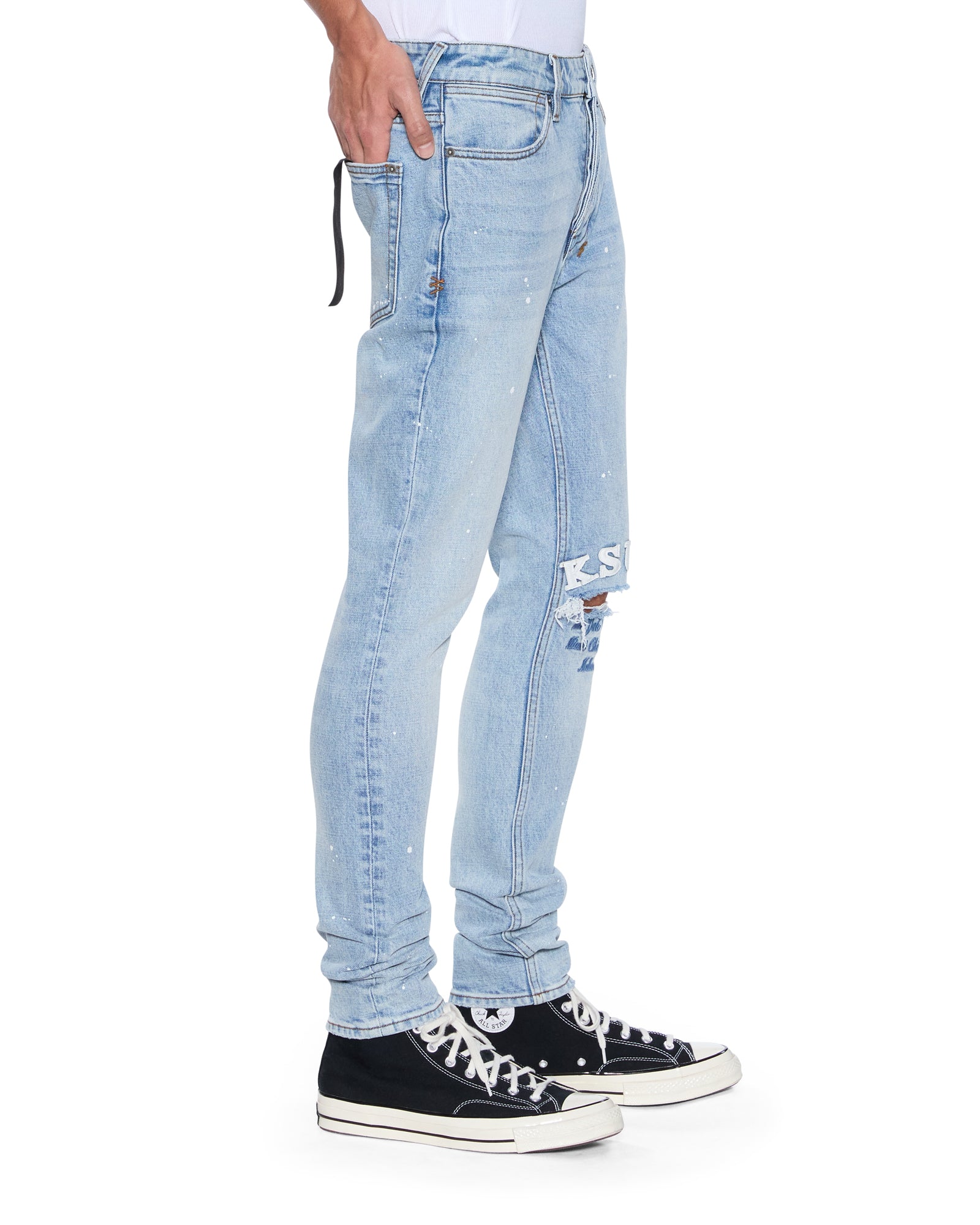 MENS  VAN WINKLE DUKE BLUE SKINNY DENIM JEANS