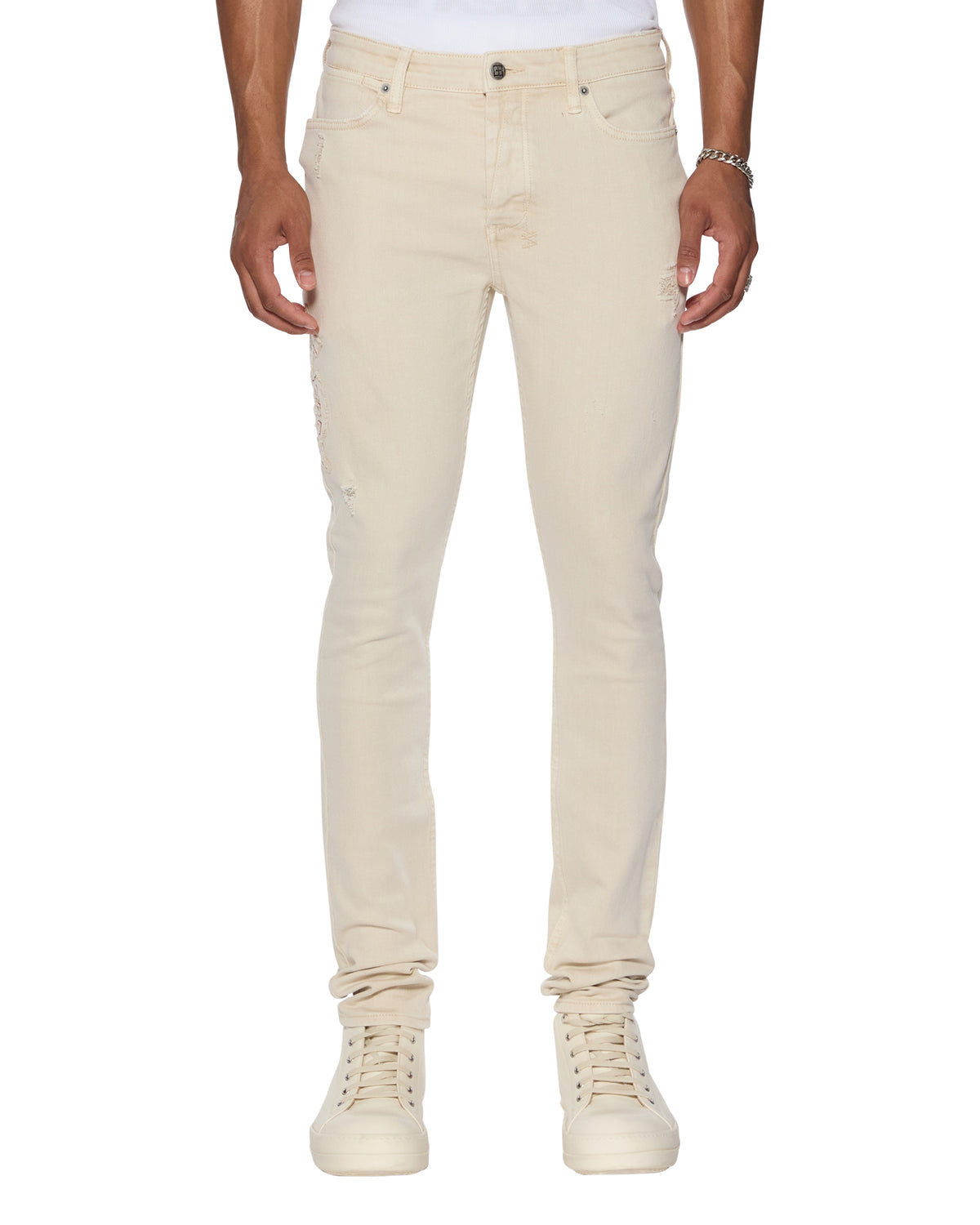 Mens Van Winkle Ecru Playoff Skinny Denim Jeans - Beige