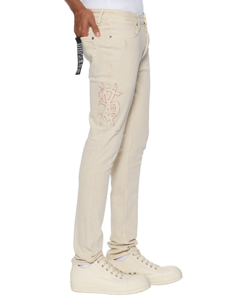 Mens Van Winkle Ecru Playoff Skinny Denim Jeans | Ksubi ++