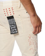 Mens Van Winkle Ecru Playoff Skinny Denim Jeans - Beige