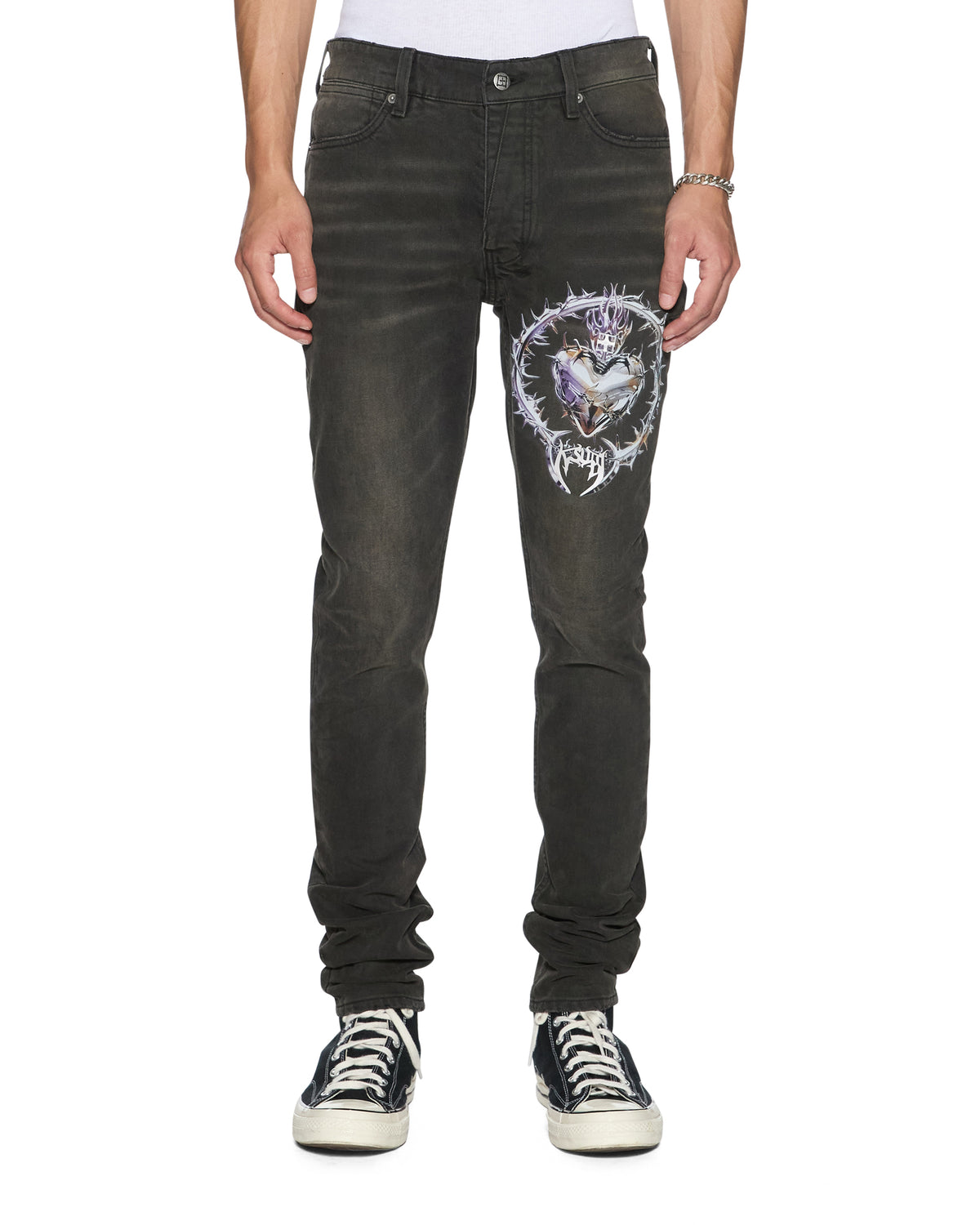 MENS VAN WINKLE GRAPHITE ANGUISH DENIM JEANS