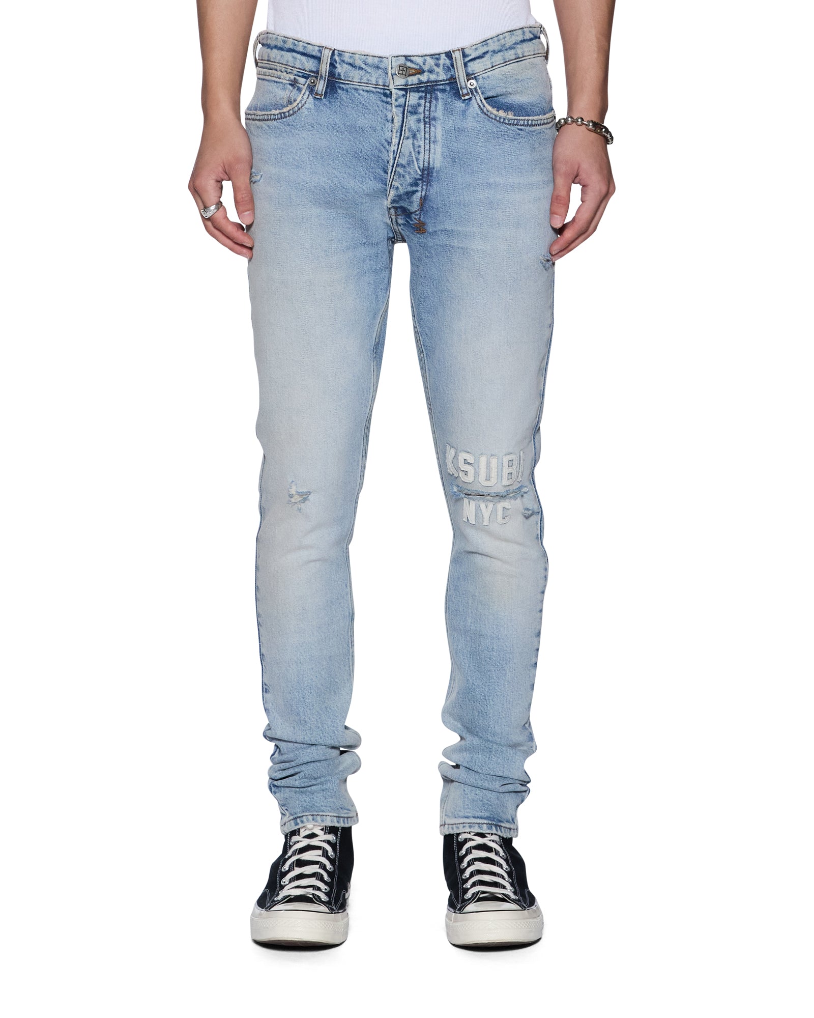 MENS VAN WINKLE KASPER BLUE SKINNY DENIM JEANS