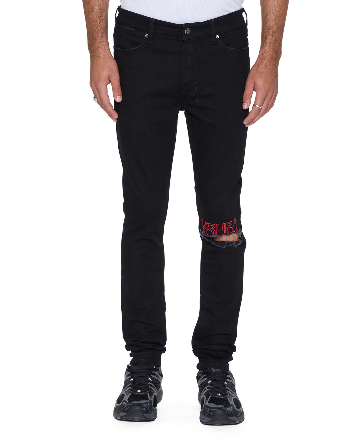 Mens Van Winkle Laid Black Sting Skinny Denim Jeans - Black