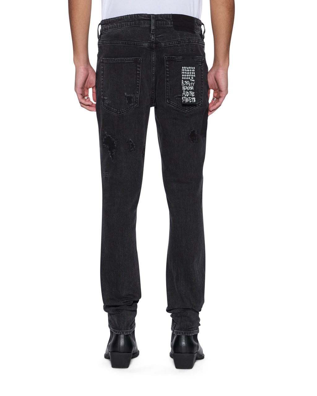 MENS VAN WINKLE LED BLACK ROCKSTAR REPAIR DENIM JEANS