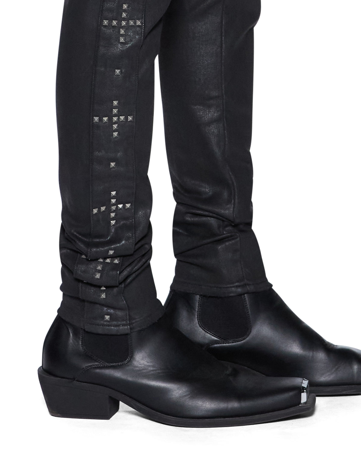 Mens Van Winkle Plus Studded Skinny Denim Jeans - Grey